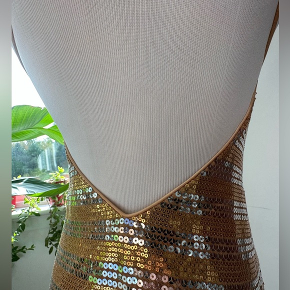 Faviana Couture Gold Sequins Cocktail Dress- Size 2 - Picture 7 of 8